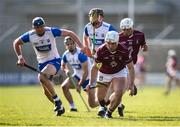 9 March 2025; Killian Doyle of Westmeath in action against Conor Prunty of Waterford during the Allianz Hurling League Division 1B match between Westmeath and Waterford at TEG Cusack Park in Mullingar, Westmeath. Photo by Michael P Ryan/Sportsfile