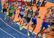 9 March 2025; Andrew Coscoran of Ireland, centre, in action during the men's 3000m final on day four of the European Athletics Indoor Championships 2025 at the Omnisport Apeldoorn in Apeldoorn, Netherlands. Photo by Sam Barnes/Sportsfile