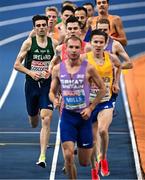 9 March 2025; Andrew Coscoran of Ireland, left, in action during the men's 3000m final on day four of the European Athletics Indoor Championships 2025 at the Omnisport Apeldoorn in Apeldoorn, Netherlands. Photo by Sam Barnes/Sportsfile