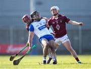 9 March 2025; Mark Fitzgearld of Waterford in action against Westmeath players, from left, Peter Clarke, and Éamon Cunneen during the Allianz Hurling League Division 1B match between Westmeath and Waterford at TEG Cusack Park in Mullingar, Westmeath. Photo by Michael P Ryan/Sportsfile