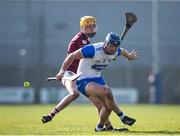9 March 2025; Conor Prunty of Waterford in action against David O'Reilly of Westmeath during the Allianz Hurling League Division 1B match between Westmeath and Waterford at TEG Cusack Park in Mullingar, Westmeath. Photo by Michael P Ryan/Sportsfile