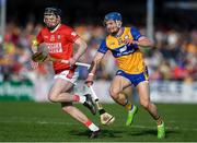 9 March 2025; Jack O'Connor of Cork in action against Rory Hayes of Clare during the Allianz Hurling League Division 1A match between Clare and Cork at Zimmer Biomet Páirc Chíosóg in Ennis, Clare.  Photo by John Sheridan/Sportsfile
