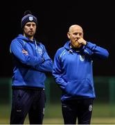9 March 2025; DLR Waves manager Ronan Crean, left, and coach Paul O'Brien during the EA SPORTS LOI Academy Womens U19 League match between Shamrock Rovers and DLR Waves at Roadstone Academy in Dublin. Photo by Thomas Flinkow/Sportsfile