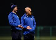 9 March 2025; DLR Waves manager Ronan Crean, left, and coach Paul O'Brien during the EA SPORTS LOI Academy Womens U19 League match between Shamrock Rovers and DLR Waves at Roadstone Academy in Dublin. Photo by Thomas Flinkow/Sportsfile