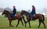 10 March 2025: Jack Kennedy on Kala Conti and Shane McCann on Brighterdaysahead ahead of the Cheltenham Racing Festival at Prestbury Park in Cheltenham, England. Photo by Harry Murphy/Sportsfile
