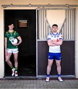 10 March 2025; Séamus Lavin of Meath and Mícheál Bannigan of Monaghan pose for a portrait before a media conference at Bective Stud in Balgil, Navan, Meath, ahead of the upcoming Allianz Football League Division 2 match between Meath and Monaghan on Sunday, March 16th. Photo by Piaras Ó Mídheach/Sportsfile