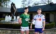 10 March 2025; Séamus Lavin of Meath and Mícheál Bannigan of Monaghan pose for a portrait before a media conference at Bective Stud in Balgil, Navan, Meath, ahead of the upcoming Allianz Football League Division 2 match between Meath and Monaghan on Sunday, March 16th. Photo by Piaras Ó Mídheach/Sportsfile