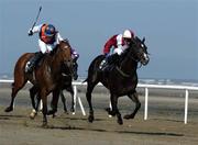 9 September 2004; Senor Benny, right, with Declan McDonagh up races clear of Buchra Inchalla with Tadgh O'Shea up on their way to winning the Apollo Print Solutions Handicap. Laytown Strand Races, Laytown, Co. Meath. Picture credit; Damien Eagers / SPORTSFILE