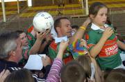 7 September 2004; Mayo's David Brady signs autographs fror supporters during the Mayo Press Night. McHale Park, Castlebar, Co. Mayo. Picture credit; Damien Eagers / SPORTSFILE