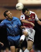 10 September 2004; Des Byrne, St. Patrick's Athletic, in action against Stephen Caffrey, Bohemians. eircom League, Premier Division, St. Patrick's Athletic v Bohemians, Richmond Park, Dublin. Picture credit; Brian Lawless / SPORTSFILE