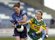 11 September 2004; Louise Keegan, Dublin, in action against Geraldine O'Shea, Kerry. Ladies Football Senior Championship Semi-Final, Dublin v Kerry, O'Moore Park, Portlaoise, Co. Laois. Picture credit; Matt Browne / SPORTSFILE