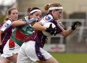 11 September 2004; Aoibheann Daly, Galway, in action against Emma Mullin, Mayo. Ladies Football Senior Championship Semi-Final, Mayo v Galway, O'Moore Park, Portlaoise, Co. Laois. Picture credit; Matt Browne / SPORTSFILE