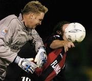 11 September 2004; Anthony Fennelly, Athlone Town, in action against Dessie Baker, Longford Town. FAI Cup Quarter-Final, Longford Town v Athlone Town, Flancare Park, Longford. Picture credit; David Maher / SPORTSFILE