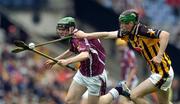 12 September 2004; Kevin Hynes, Galway, in action against Ronan Maher, Kilkenny. All-Ireland Minor Hurling Championship Final, Galway v Kilkenny, Croke Park, Dublin. Picture credit; Brendan Moran / SPORTSFILE *** Local Caption *** Any photograph taken by SPORTSFILE during, or in connection with, the 2004 Guinness All-Ireland Hurling Final which displays GAA logos or contains an image or part of an image of any GAA intellectual property, or, which contains images of a GAA player/players in their playing uniforms, may only be used for editorial and non-advertising purposes.  Use of photographs for advertising, as posters or for purchase separately is strictly prohibited unless prior written approval has been obtained from the Gaelic Athletic Association.