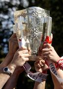 13 September 2004; Cork supporters hold the Liam MacCarthy Cup prior to the victorious Cork team's homecoming to Cork. Burlington Hotel, Dublin. Picture credit; Damien Eagers / SPORTSFILE