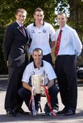 13 September 2004; Cork captain Ben O'Connor, front, with team-mate's, l to r, Tom Kenny, John Gardiner and brother Jerry and the Liam MacCarthy Cup. Burlington Hotel, Dublin. Picture credit; Damien Eagers / SPORTSFILE