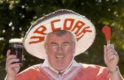 13 September 2004; Cork supporter Cyril &quot; the bird&quot; Kavanagh celebrates Cork's win in the All Ireland Hurling Final. Burlington Hotel, Dublin. Picture credit; Damien Eagers / SPORTSFILE