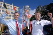 13 September 2004; Cork captain Ben O'Connor, left, and his brother Jerry hold the Liam MacCarthy Cup. Burlington Hotel, Dublin. Picture credit; Damien Eagers / SPORTSFILE