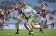 29 September 2013; Mairéad Daly, Offaly, in action against Clara Donnelly, Wexford. TG4 All-Ireland Ladies Football Junior Championship Final, Offaly v Wexford, Croke Park, Dublin. Picture credit: Brendan Moran / SPORTSFILE