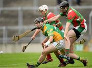 6 October 2013; Dan Currams, Kilcormac/Killoughey, in action against Barry Harding, left, and Paul Cleary, Birr. Offaly County Senior Club Hurling Championship Final, Kilcormac/Killoughey v Birr, O'Connor Park, Tullamore, Co. Offaly. Picture credit: Stephen McCarthy / SPORTSFILE
