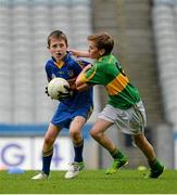 6 October 2013; Shane Glynn, Eastern Gaels, is tackled by Peter Timlin, Ardnaree Sarsfields, during the Connacht Play and Stay Day games.  Ardnaree Sarsfields GAA, Ardnaree, Ballina, Co. Mayo, v Eastern Gaels GAA, Claremorris, Co. Mayo. Croke Park, Dublin. Picture credit: Ray McManus / SPORTSFILE