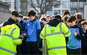 10 March 2025; St Michael's College supporters make their way into the venue ahead of the Bank of Ireland Leinster Rugby Boys Schools Junior Cup semi-final match between St Michael's College and Clongowes Wood College at Energia Park in Dublin. Photo by Shauna Clinton/Sportsfile