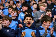 10 March 2025; St Michael's College supporters before the Bank of Ireland Leinster Rugby Boys Schools Junior Cup semi-final match between St Michael's College and Clongowes Wood College at Energia Park in Dublin. Photo by Shauna Clinton/Sportsfile