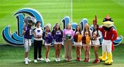 10 March 2025; Kansas State University and Iowa State University Cheerleader members, from left, Aron Castillo, Katelyn Egan, Maddie Rose, Grace Krouse, Bailey Houston and Natalie Maxwell, alongside mascots Cy the Cyclone and Wille the Wildcat, and Fáilte Ireland Dublin Manager Caroline O Keeffe at the Aviva Stadium Dublin as tickets for the 2025 Aer Lingus College Football Classic between Kansas State University and Iowa State University are on sale now at www.ticketmaster.ie/collegefootball. The fixture will take place at the Aviva Stadium, Dublin, on Saturday, 23rd August 2025 and limited tickets are available. Photo by Ramsey Cardy/Sportsfile