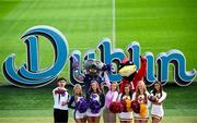 10 March 2025; Kansas State University and Iowa State University Cheerleader members, from left, Aron Castillo, Katelyn Egan, Maddie Rose, Grace Krouse, Bailey Houston and Natalie Maxwell, alongside mascots Cy the Cyclone and Wille the Wildcat, and Fáilte Ireland Dublin Manager Caroline O Keeffe at the Aviva Stadium Dublin as tickets for the 2025 Aer Lingus College Football Classic between Kansas State University and Iowa State University are on sale now at www.ticketmaster.ie/collegefootball. The fixture will take place at the Aviva Stadium, Dublin, on Saturday, 23rd August 2025 and limited tickets are available. Photo by Ramsey Cardy/Sportsfile
