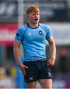 10 March 2025; Harry McCafferty of St Michael's College during the Bank of Ireland Leinster Rugby Boys Schools Junior Cup semi-final match between St Michael's College and Clongowes Wood College at Energia Park in Dublin. Photo by Shauna Clinton/Sportsfile