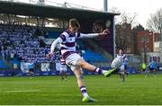 10 March 2025; Michael McCormick of Clongowes Wood College during the Bank of Ireland Leinster Rugby Boys Schools Junior Cup semi-final match between St Michael's College and Clongowes Wood College at Energia Park in Dublin. Photo by Shauna Clinton/Sportsfile