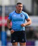10 March 2025; St Michael's College captain Herbie Boyle during the Bank of Ireland Leinster Rugby Boys Schools Junior Cup semi-final match between St Michael's College and Clongowes Wood College at Energia Park in Dublin. Photo by Shauna Clinton/Sportsfile