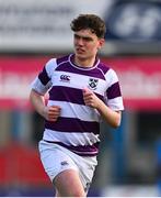 10 March 2025; Tom English of Clongowes Wood College during the Bank of Ireland Leinster Rugby Boys Schools Junior Cup semi-final match between St Michael's College and Clongowes Wood College at Energia Park in Dublin. Photo by Shauna Clinton/Sportsfile