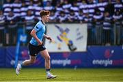 10 March 2025; Sam Dunne of St Michael's College during the Bank of Ireland Leinster Rugby Boys Schools Junior Cup semi-final match between St Michael's College and Clongowes Wood College at Energia Park in Dublin. Photo by Shauna Clinton/Sportsfile