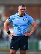 10 March 2025; St Michael's College captain Herbie Boyle during the Bank of Ireland Leinster Rugby Boys Schools Junior Cup semi-final match between St Michael's College and Clongowes Wood College at Energia Park in Dublin. Photo by Shauna Clinton/Sportsfile