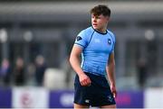 10 March 2025; Toby O'Leary of St Michael's College during the Bank of Ireland Leinster Rugby Boys Schools Junior Cup semi-final match between St Michael's College and Clongowes Wood College at Energia Park in Dublin. Photo by Shauna Clinton/Sportsfile