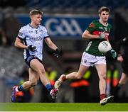 25 January 2025; Cian Murphy of Dublin and Rory Brickenden of Mayo during the Allianz Football League Division 1 match between Dublin and Mayo at Croke Park. Photo by Stephen McCarthy/Sportsfile