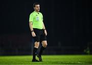 7 March 2025; Referee Rob Harvey during the SSE Airtricity Men's Premier Division match between Waterford and Bohemians at the Regional Sports Centre in Waterford. Photo by Piaras Ó Mídheach/Sportsfile