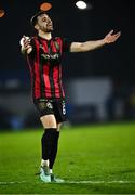 7 March 2025; Jordan Flores of Bohemians during the SSE Airtricity Men's Premier Division match between Waterford and Bohemians at the Regional Sports Centre in Waterford. Photo by Piaras Ó Mídheach/Sportsfile