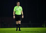 7 March 2025; Referee Rob Harvey during the SSE Airtricity Men's Premier Division match between Waterford and Bohemians at the Regional Sports Centre in Waterford. Photo by Piaras Ó Mídheach/Sportsfile
