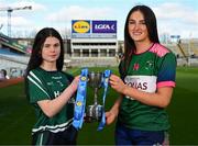 11 March 2025; At the Lidl All-Ireland Junior Post-Primary Schools Finals Captains day, held in Croke Park, Dublin, are Caoimhe Brady of Bailieborough Community School, Cavan, left, and Isabelle O'Brien of Scoil Mhuire agus Íde, Limerick, ahead of their Lidl All-Ireland Post Primary School Junior ‘C’ Championship Final. Photo by Stephen McCarthy/Sportsfile
