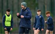 11 March 2025; St Vincent's Castleknock College head coach Sam Boriss the Bank of Ireland Leinster Rugby Boys Schools Junior Cup semi-final match between Blackrock College and St Vincent's Castleknock College at Energia Park in Dublin. Photo by Shauna Clinton/Sportsfile