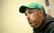 11 March 2025; Assistant coach Andrew Goodman during an Ireland Rugby media conference at IRFU High Performance Centre in Dublin. Photo by Ramsey Cardy/Sportsfile
