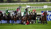 11 March 2025: Guard Your Dreams, with Kielan Woods up, falls at the first fence during the Ultima Handicap Chase on day one of the Cheltenham Racing Festival at Prestbury Park in Cheltenham, England. Photo by David Fitzgerald/Sportsfile