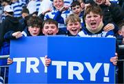 11 March 2025; Blackrock College supporters during the Bank of Ireland Leinster Rugby Boys Schools Junior Cup semi-final match between Blackrock College and St Vincent's Castleknock College at Energia Park in Dublin. Photo by Shauna Clinton/Sportsfile