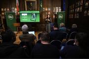 11 March 2025; FAI's head of women and girls football Hannah Dingley at the launch of FAI's Women & Girls' Football Action Plan held at the Mansion House in Dublin. Photo by Stephen McCarthy/Sportsfile
