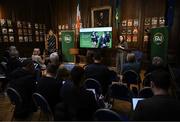 11 March 2025; FAI's head of women and girls football Hannah Dingley at the launch of FAI's Women & Girls' Football Action Plan held at the Mansion House in Dublin. Photo by Stephen McCarthy/Sportsfile