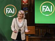 11 March 2025; Lord Mayor of Dublin Emma Blain at the launch of FAI's Women & Girls' Football Action Plan held at the Mansion House in Dublin. Photo by Stephen McCarthy/Sportsfile
