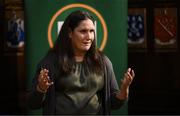 11 March 2025; FAI's head of women and girls football Hannah Dingley at the launch of FAI's Women & Girls' Football Action Plan held at the Mansion House in Dublin. Photo by Stephen McCarthy/Sportsfile
