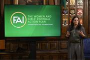 11 March 2025; FAI's head of women and girls football Hannah Dingley at the launch of FAI's Women & Girls' Football Action Plan held at the Mansion House in Dublin. Photo by Stephen McCarthy/Sportsfile